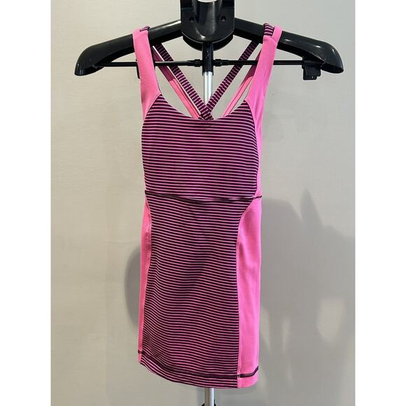Lululemon Pink Stripe Energy Tank Top size 2 - Picture 1 of 3